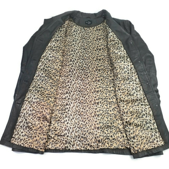 Maggie Barnes Brown Genuine Leather Button Front Long Sleeve Coat Womens Plus 4X - Picture 11 of 15